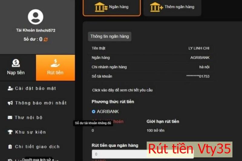 Cách rút tiền Vty35 đơn giản